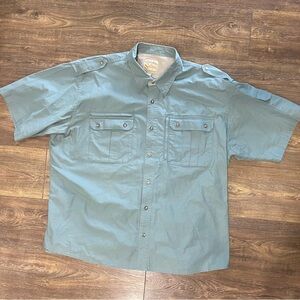 Cabela's Safari Mens Button Up Shirt Blue Short Sleeve